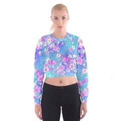 Colorful Pastel  Flowers Women s Cropped Sweatshirt by Brittlevirginclothing