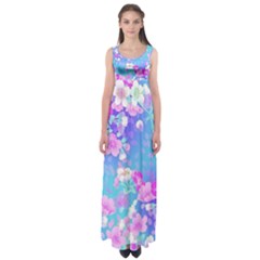 Colorful Pastel  Flowers Empire Waist Maxi Dress by Brittlevirginclothing