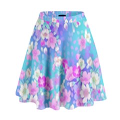 Colorful Pastel  Flowers High Waist Skirt by Brittlevirginclothing