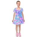 colorful pastel  flowers Kids  Short Sleeve Velvet Dress View1