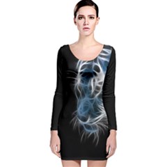 Ghost Tiger Long Sleeve Velvet Bodycon Dress by Brittlevirginclothing