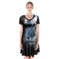 Ghost Tiger Short Sleeve V-neck Flare Dress by Brittlevirginclothing