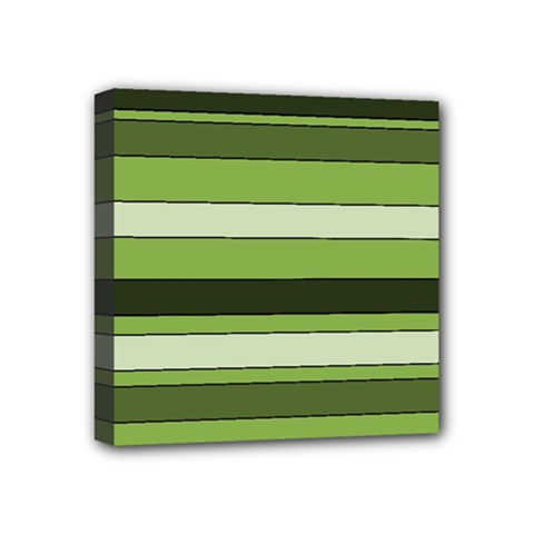 Greenery Stripes Pattern Horizontal Stripe Shades Of Spring Green Mini Canvas 4  X 4  by yoursparklingshop