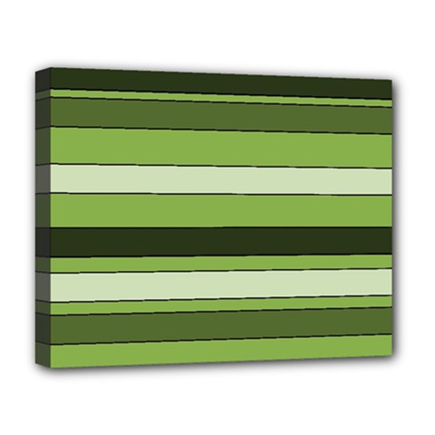 Greenery Stripes Pattern Horizontal Stripe Shades Of Spring Green Deluxe Canvas 20  X 16  