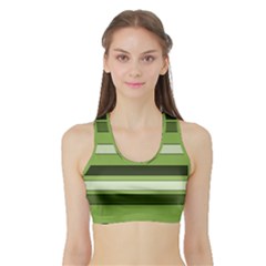 Greenery Stripes Pattern Horizontal Stripe Shades Of Spring Green Sports Bra With Border by yoursparklingshop