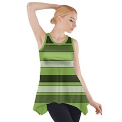 Greenery Stripes Pattern Horizontal Stripe Shades Of Spring Green Side Drop Tank Tunic