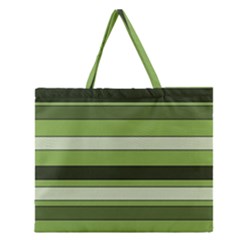 Greenery Stripes Pattern Horizontal Stripe Shades Of Spring Green Zipper Large Tote Bag by yoursparklingshop