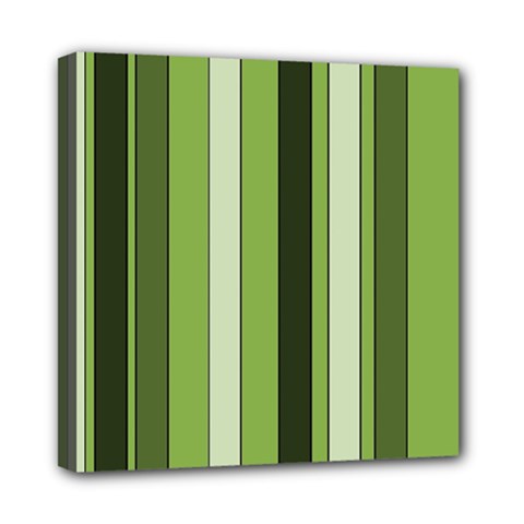 Greenery Stripes Pattern 8000 Vertical Stripe Shades Of Spring Green Color Mini Canvas 8  X 8  by yoursparklingshop