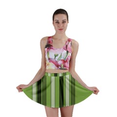 Greenery Stripes Pattern 8000 Vertical Stripe Shades Of Spring Green Color Mini Skirt by yoursparklingshop