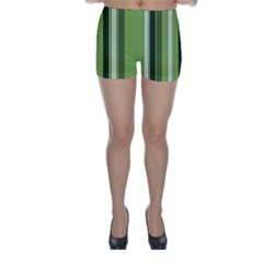 Greenery Stripes Pattern 8000 Vertical Stripe Shades Of Spring Green Color Skinny Shorts by yoursparklingshop