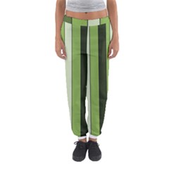 Greenery Stripes Pattern 8000 Vertical Stripe Shades Of Spring Green Color Women s Jogger Sweatpants by yoursparklingshop