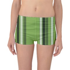 Greenery Stripes Pattern 8000 Vertical Stripe Shades Of Spring Green Color Boyleg Bikini Bottoms