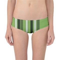 Greenery Stripes Pattern 8000 Vertical Stripe Shades Of Spring Green Color Classic Bikini Bottoms by yoursparklingshop