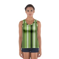 Greenery Stripes Pattern 8000 Vertical Stripe Shades Of Spring Green Color Women s Sport Tank Top 