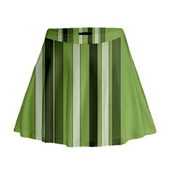 Greenery Stripes Pattern 8000 Vertical Stripe Shades Of Spring Green Color Mini Flare Skirt by yoursparklingshop