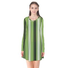 Greenery Stripes Pattern 8000 Vertical Stripe Shades Of Spring Green Color Flare Dress by yoursparklingshop