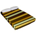 Elegant Shades of Primrose Yellow Brown Orange Stripes Pattern Fitted Sheet (Queen Size) View2