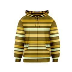 Elegant Shades Of Primrose Yellow Brown Orange Stripes Pattern Kids  Zipper Hoodie by yoursparklingshop