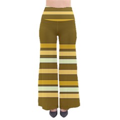 Elegant Shades Of Primrose Yellow Brown Orange Stripes Pattern Pants