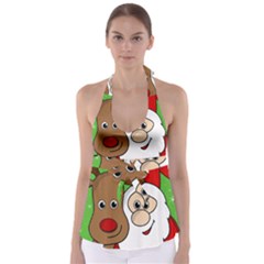 Rudolph And Santa Selfie Babydoll Tankini Top by Valentinaart