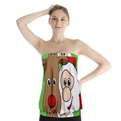 Rudolph And Santa Selfie Strapless Top by Valentinaart