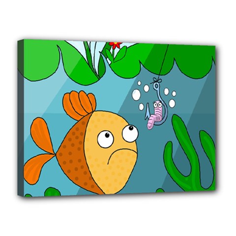 Fish And Worm Canvas 16  X 12  by Valentinaart