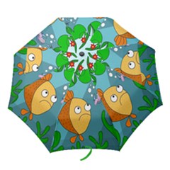 Fish And Worm Folding Umbrellas by Valentinaart