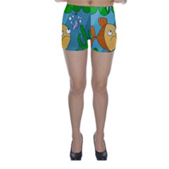 Fish And Worm Skinny Shorts by Valentinaart