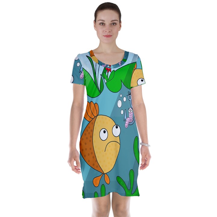 Fish and worm Short Sleeve Nightdress