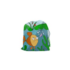 Fish And Worm Drawstring Pouches (xs)  by Valentinaart