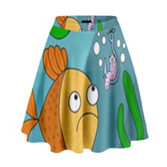 Fish And Worm High Waist Skirt by Valentinaart