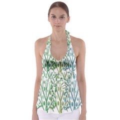 Magical Green Trees Babydoll Tankini Top by Valentinaart