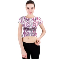 Magical Pink Trees Crew Neck Crop Top by Valentinaart