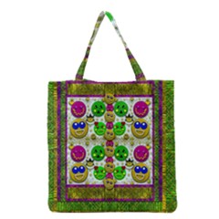 Smile And The Whole World Smiles With You Grocery Tote Bag by pepitasart