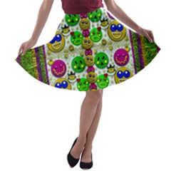 Smile And The Whole World Smiles With You A-line Skater Skirt by pepitasart