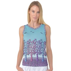 Blue Magical Landscape Women s Basketball Tank Top by Valentinaart