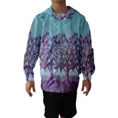 Blue Magical Landscape Hooded Wind Breaker (kids) by Valentinaart