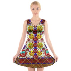 Smile And The Whole World Smiles  On V-neck Sleeveless Skater Dress by pepitasart