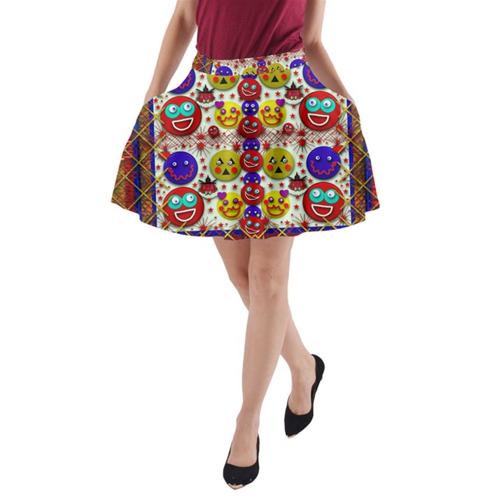 Smile And The Whole World Smiles  On A-Line Pocket Skirt