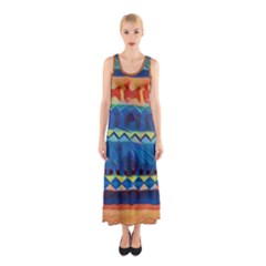 Holmes Christmas Jumper In Crayon Abstract Sleeveless Maxi Dress