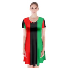 Kwanzaa Colors African American Red Black Green  Short Sleeve V-neck Flare Dress by yoursparklingshop