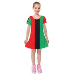 Kwanzaa Colors African American Red Black Green  Kids  Short Sleeve Velvet Dress by yoursparklingshop