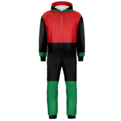 Pan African Unia Flag Colors Red Black Green Horizontal Stripes Hooded Jumpsuit (men) 