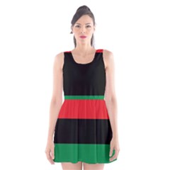 Pan African Unia Flag Colors Red Black Green Horizontal Stripes Scoop Neck Skater Dress by yoursparklingshop