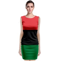 Pan African Unia Flag Colors Red Black Green Horizontal Stripes Classic Sleeveless Midi Dress by yoursparklingshop