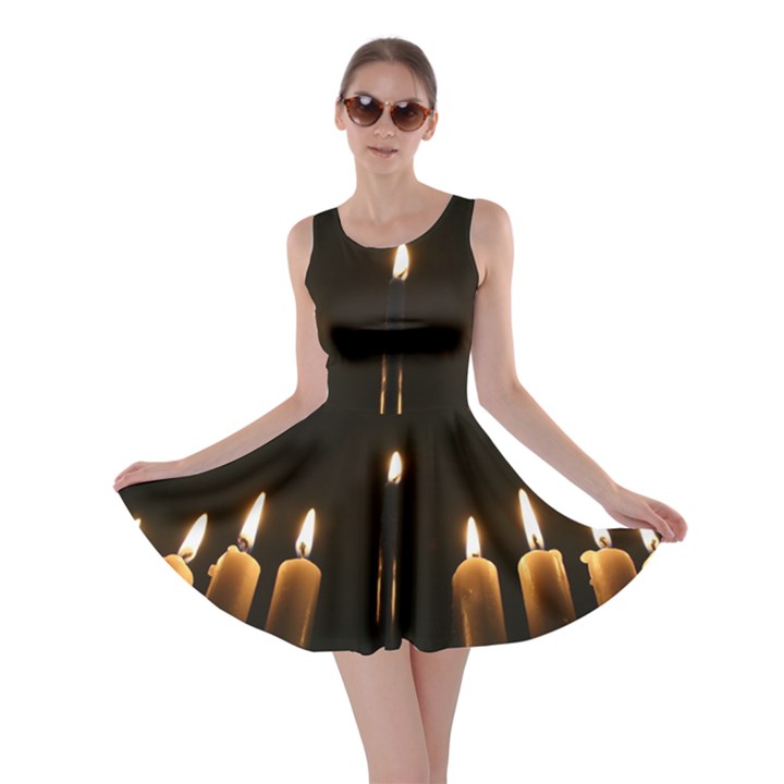 Hanukkah Chanukah Menorah Candles Candlelight Jewish Festival Of Lights Skater Dress