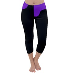 Purple And Black Capri Winter Leggings  by Valentinaart