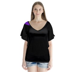 Purple And Black Flutter Sleeve Top by Valentinaart