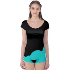 Black And Cyan Boyleg Leotard  by Valentinaart