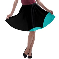 Black And Cyan A-line Skater Skirt by Valentinaart